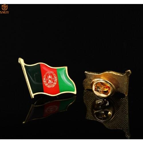 Asian Epoxy Metal Enamel Pin Afghan National Flag Pin Official Suit Denim Jacket Lapel Safety buckle Pin Badges Brooches Jewelry