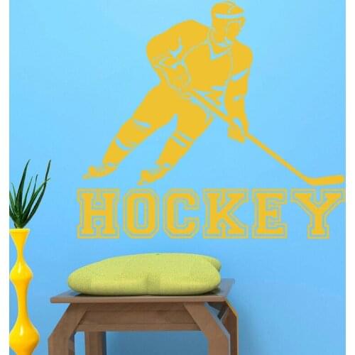 European Wallpaper Hockey Player Sport Vinyl Wall Sticker Design Applique Gym Bedroom Decoration Poster Wall Decals WL47