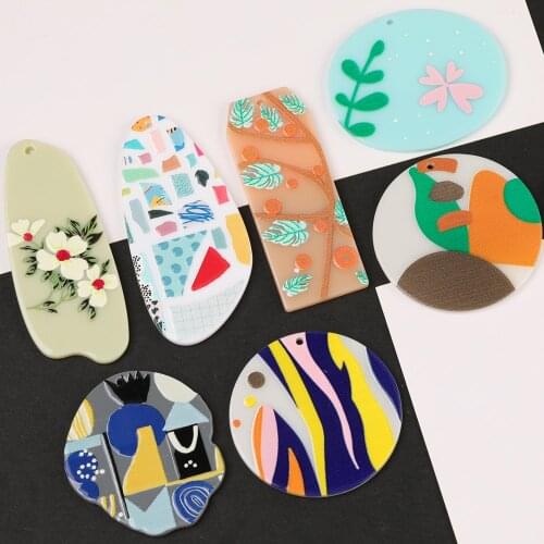 HAOSAW 6Pcs Jewelry Accessories/DIY Charms/Hand Made/Choose/Earrings Pendant/Painting Effect/Jewelry Findings & Components