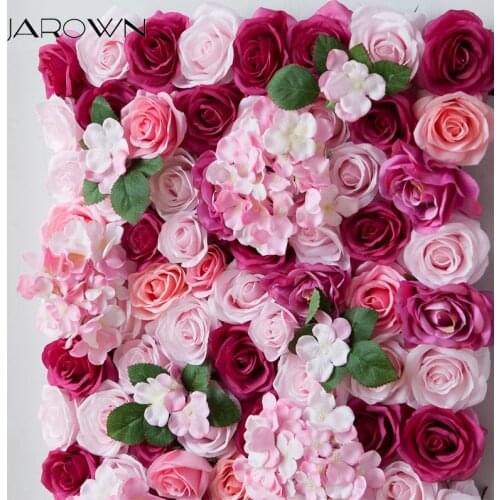 JAROWN Silk Rose Hydrangea Flower Wall Flores Romantic Wedding Backdrop Decorations Shop Window Decor Home Party Decorative