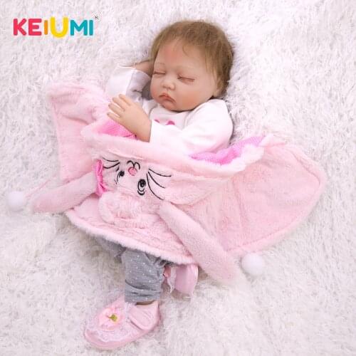 KEIUMI Cloth Body Reborn Sleeping Baby Doll Kids Playmate Gift For Cloth Body Alive Soft Toys Bouquets Doll Baby Reborn Toys