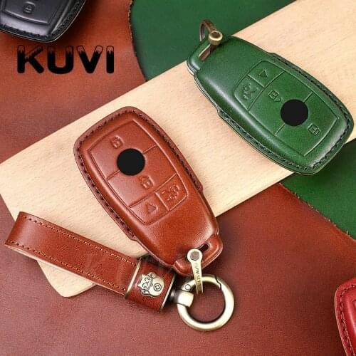 Leather Car Remote Key Case Cover Shell Fob Bag For Mercedes Benz E C G M R S Class W204 W212 W176 GLC CLA GLA AMG Accessories
