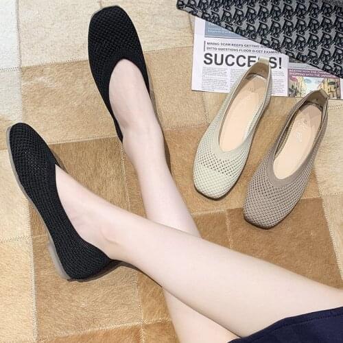 Women Shoes Knitting Sock Sneakers Women Spring Summer Slip On Flat Shoes Women Plus Size Loafers Flats Walking krasovki Famela