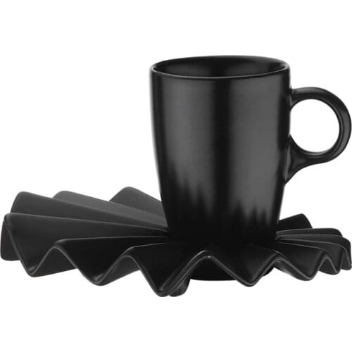 Kutahya Porcelain Adora Black 2 Person Coffee Cup Set Turkish Coffee Espresso 2 Cups + 2 Saucers %100 Original