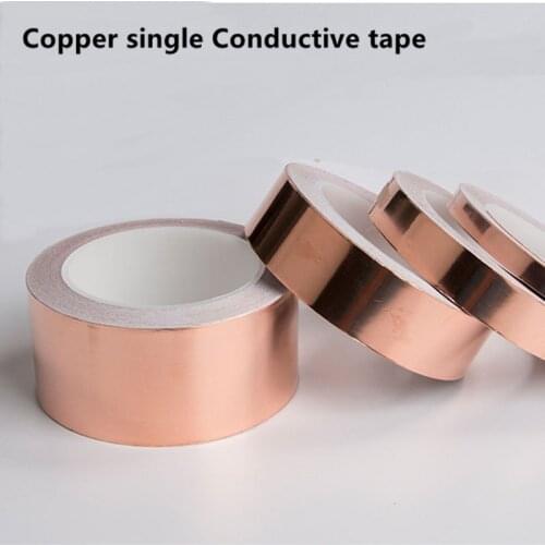 2pcs /1pcs 3-10mm width 25 Meter 0.05mm thick Single Side Conductive Copper Foil Tape Strip Adhesive Shielding Heat Resist Tape