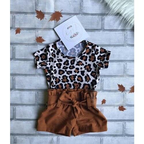 Toddler Kid Baby Girl Summer Leopard Print T-shirt Top Short Pants Outfit Set Girls Clothes 2pcs