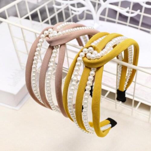 Fashion Women Pearls Headband Fresh Styles Hairband High Quality Solid Hair Accessories Girls Summer Hair Hoop