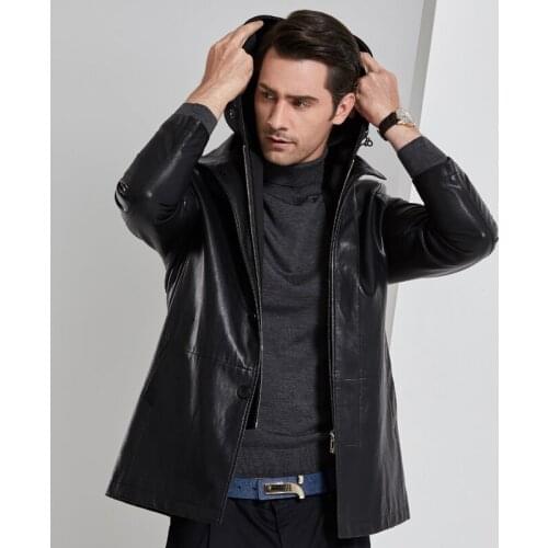 2020 New Men Clothing Winter Leather Jackets Men Hooded Fur Inside Jackets Men Ecological Leather chaqueta hombre, Big M-3XL