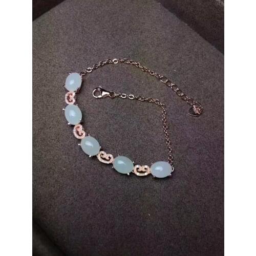 Natural white jade Bracelet Natural gemstone bracelet 925 sterling silver fashion Elegant Exquisite Lucky women party jewelry
