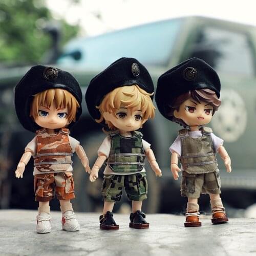 OB11 BJD Doll Clothes Hat + vest + shorts Camouflage suit for ob11,obitsu 11,molly, 1/12 BJD Doll pant Accessories Clothing