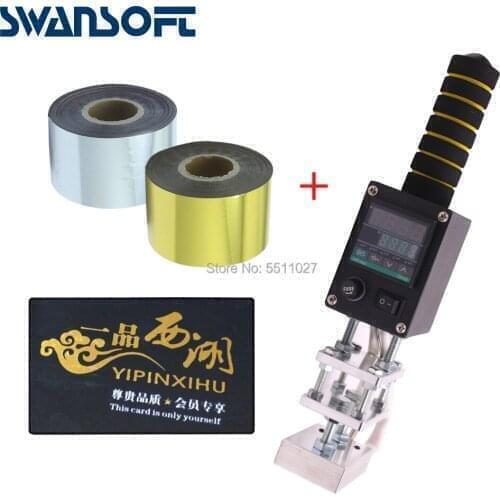 SWANSOFT Handheld brand machine small manual bronzing wood hot stamping machine 220V / 110V 300W With 1 pc Silver Stamping Paper