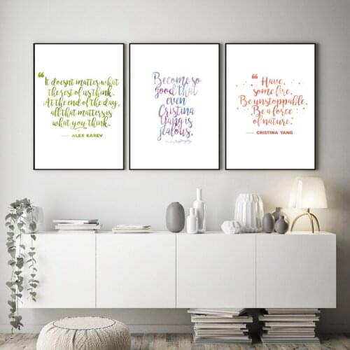 Greys Anatomy Inspirational Quotes Prints Dorm Wall Decor Positive Quote Typography Wall Art Canvas Painting Bedroom Decoration