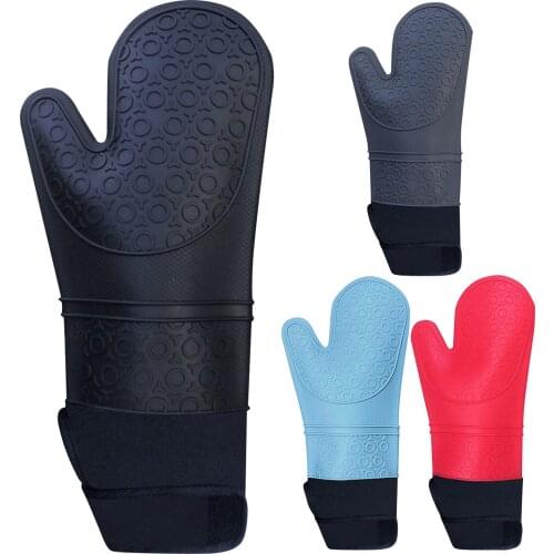 Silicone Oven Mitt Waterproof Heat Resistant Kitchen Gloves Long Cotton Bbq Oven Gloves For Barbecue Cooking Baking Pot Holder