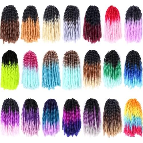 8" Synthetic Spring Twist Braiding Hair Ombre Spring Twists Crochet Hair Bomb Twist Hair Fluffy Twist Crochet Braids