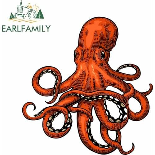 EARLFAMILY 13cm x 12.6cm For Cartoon Octopus Car Repair Sticker Fashion Decal Occlusion Scratch Waterproof Creative Decoration