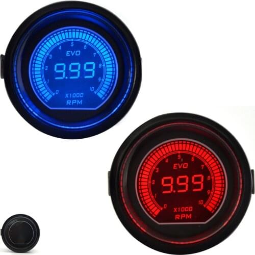 DRAGON GAUGE 52mm EVO Tachometer Gauge Red&Blue Dual Led Display