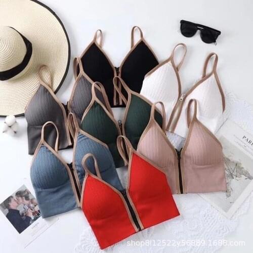 Deep V Zipper Beautiful Back Sports Bottoming Camisole 2021 Summer New Seamless Wild Tube Top Thin Shoulder Strap Wrapped Chest