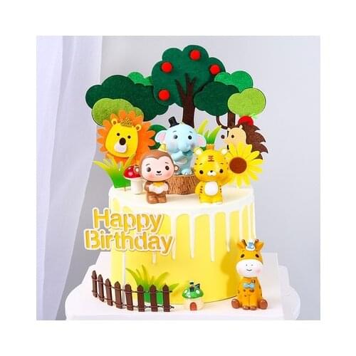 Woodland Animals Cake Topper Autumn Forest Cake Decor Jungle Safari Birthday Party Decor Happy Birthday Party Decor Kids Boys