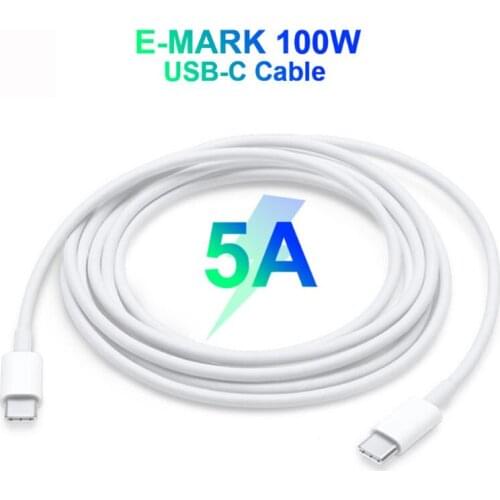 100W 5A E-MARK Type-C USB-C Charger PD Cable For MacBook and Applicable PD Fast Charging Data Line Type-C Power Adapter