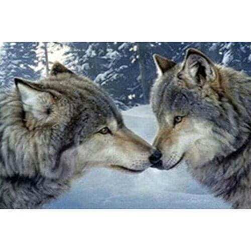 Icon Diamond Embroidery Wolf Kiss Diamond Painting 5d Diy Cross Stitch Animal Series Rhinestone Square Diamond Mosaic Picture
