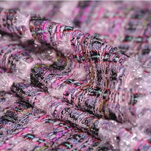 155CM Wide 450G/M Weight Purple Tweed Knitted Polyamide & Acrylic & Cotton Fabric for Autumn Spring Dress Coat Jacket E1171