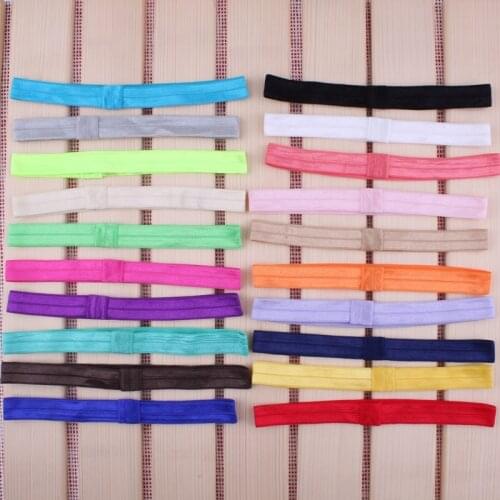 200PCS 5/8" (15mm) Handmade Solid Candy Nylon Headbands Elastic Ribbon Band Hair Tie Headwear Hair Accessories
