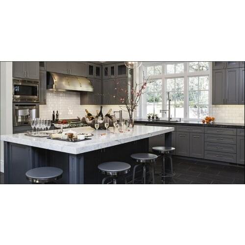 2017 Free design customized PVC membrance kitchen cupboard solid wood kitchen cabinet modern kitchen countertop quartz stone