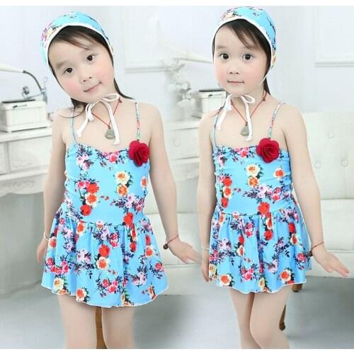 2021 New Fashion Girls' Swimwear 2-4 Years Old Childrens Swimwear Striped One-Piece Skirt Swimsuit