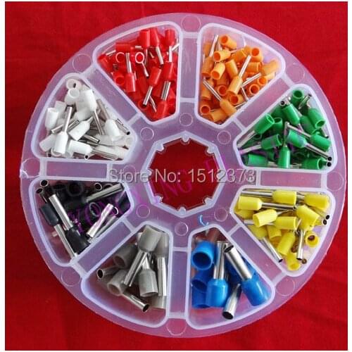 370PCS/box cord end terminal wire cable ferrules from #22 to#10 8 size 8 color