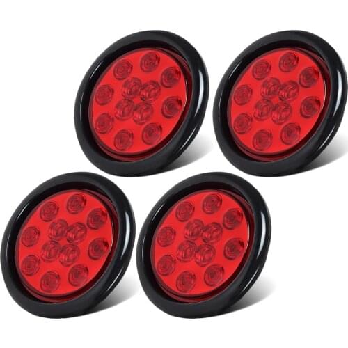 4pcs 4 Inch Round Red LED External Lights Auto Car Bus Truck Trailer Light Indicator Light Fender Bulb identification light
