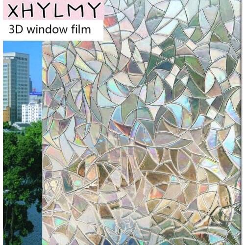 45x200cm Stained Rainbow Decorative Privacy Window Films Static Self Adhesive Anti UV Glass Sticker For Home Office Window Decal