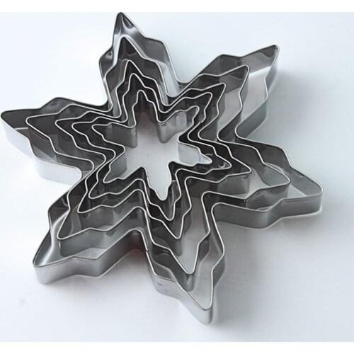 5pcs/lot Snowflake Cookie Cutter Set Stainless Steel cake mold fondant mold fondant cake decorating tools sugar LB 004