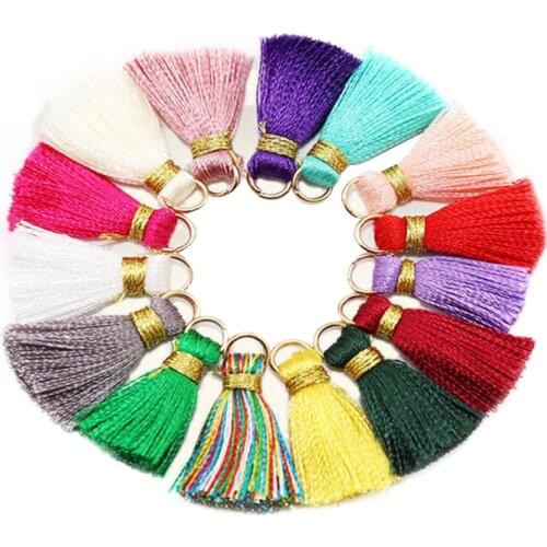 6pcs/lot 2.5cm Mini Silky Tassels Colorful Small Tassels for jewelry diy boho bracelet necklace making Supplies