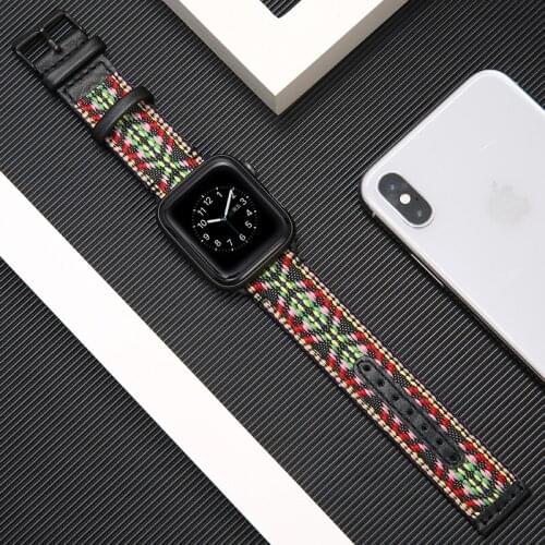 Watch Accessories for apple watch band 38mm 40mm 42mm 44mm iwatch apple watch 6/5/4/3/2/SE bracelet Fabric&Genuine Leather belt