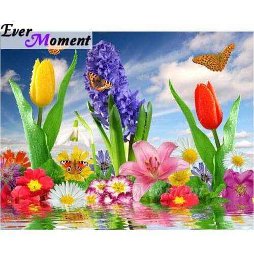 Ever Moment Diamond Painting Flower Picture Of Rhinestone 5D DIY Mosaic Full Square Drill Diamond Embroidery Decoration ASF1553