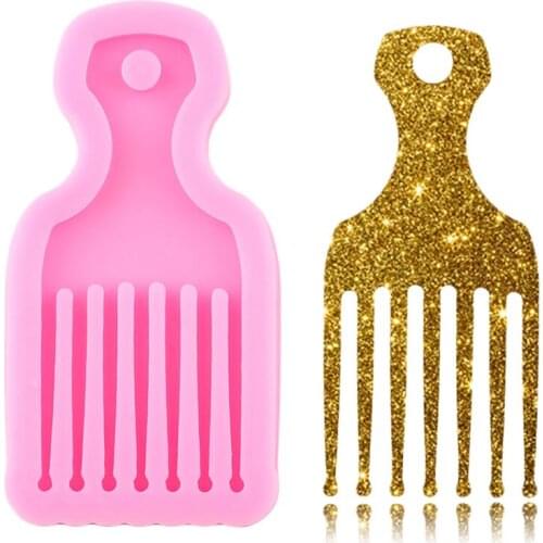Shiny Glossy Comb Shape Silicone Mold Keychain Making Molds DIY Handmade Charms Mould Necklace Jewelry Epoxy Crafting Moulds