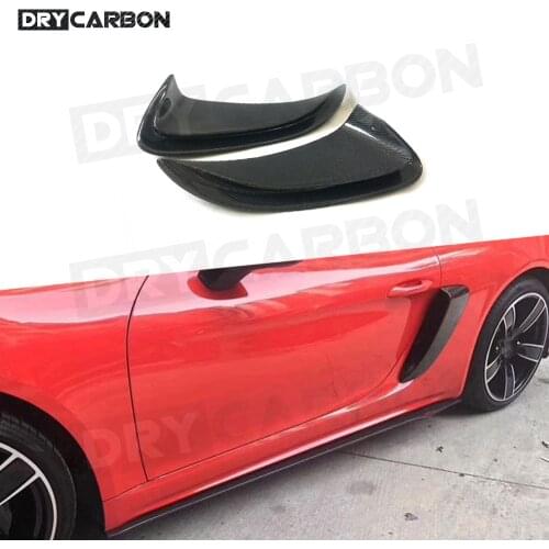 Dry Carbon Fiber Rear Side Fender Intakes Air Vents Trim Cover Caps fit for Porsche 718 Cayman Boxster Base S Coupe 2016-2019