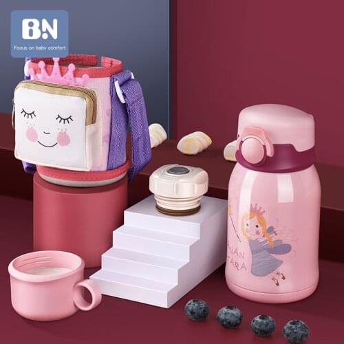 Baby Wide-Caliber Multi Sippy BPA Free Feeding Leak-proof Drinking Handle Shoulder Strap with V-Type Straw Gravity Ball BN