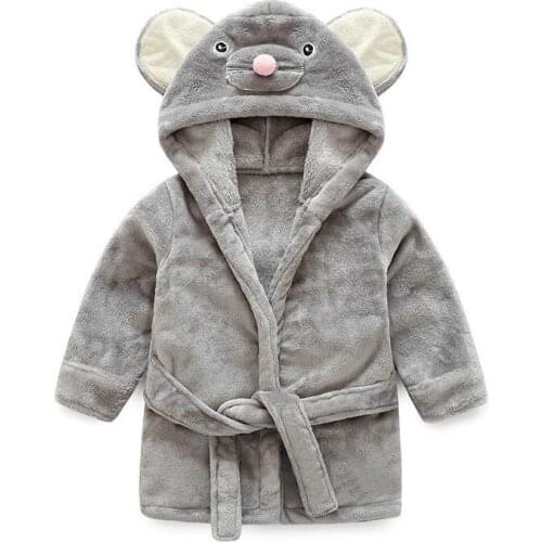 Toddler kids bathrobe cute mouse cosplay flannel robe for 6-48month child boys girls soft fur sleepwear home clothes