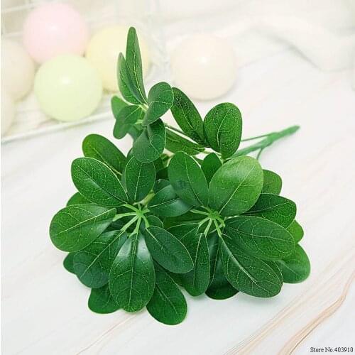 9 Heads Artificial Schefflera Octophylla Leaves Indoor Bonsai Tree Potted Money Tree Plant Garden Home Lucky Green Plants