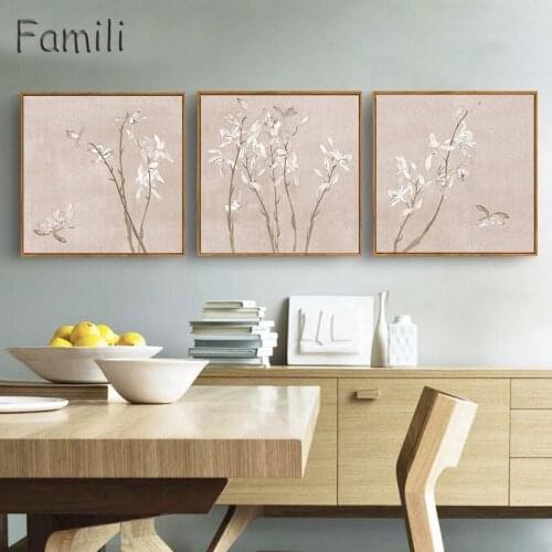 3 PCS Butterfly Orchid White Flower Canvas Painting for Living Room Home Wall Decor Canvas Prints Wall Art Picture No Frame