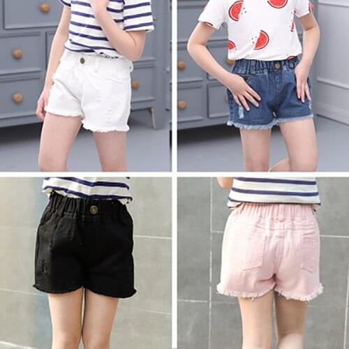 Summer fashion children denim shorts 100% cotton diamond sand short shorts for girls kids casual jeans shorts