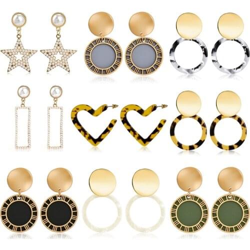 MISANANRYNE New Elegant Earrings 2019 For Women Love Round Heart Drop Dangle Fashion Earring Gold Big Geometric Jewelry Wholesal