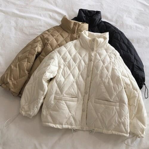 Trendy Winter Women Stand Collar Thick Warm Short Down Coat Casual Female 90% White Duck Down Jacket Loose Ladies Snow Outwear