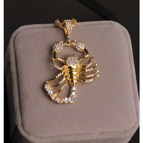 Mens Fashion Letter Hip Hop Pendant necklac Style Scorpion Shape Inlaid Zircon Birthday Gifts Performances Party Wear Jewelry