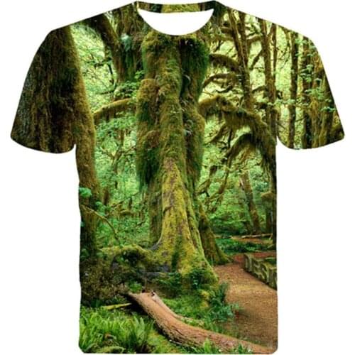 Cool 3D Printed T-shirts Men Summer Creative Forest Graphic Tee Shirts Harajuku Style Homme Short Sleeve Tops Plus Size 5XL 6XL
