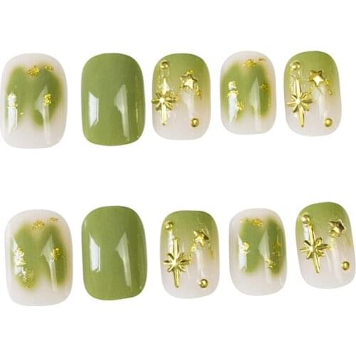 10Pcs/Set False nails Summer Picnic Wearing Nail Finished Nail Art Patch Fake Nail Waterproof Detachable Nail Clip Nail Patch