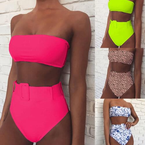 New Women Bandeau Bandage Bikini Set Push-Up Brazilian Swimwear Beachwear Swimsuit Ruched Biquini Top Wrap Bathing Suits Strap
