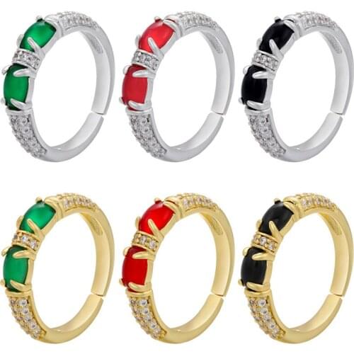 New Color Cubic Zircom Rings for Women Opening Adjustable Snake-shaped European and American Style Fashion Brass Jewelry