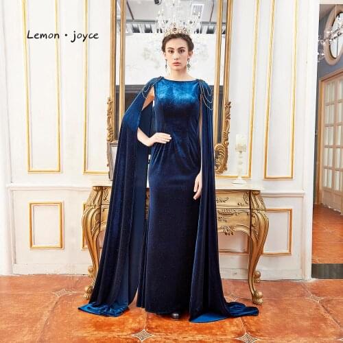 Lemon joyce Formal Evening Dresses 2020 Simple Beading Evening Party Gowns Plus Size robe de soiree